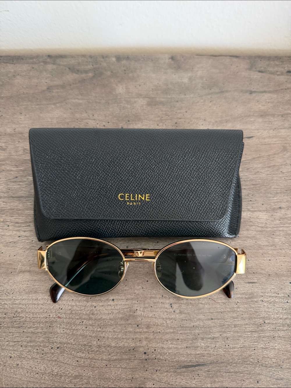 Celine Gold Frame Sunglasses with Dark Green Lenses